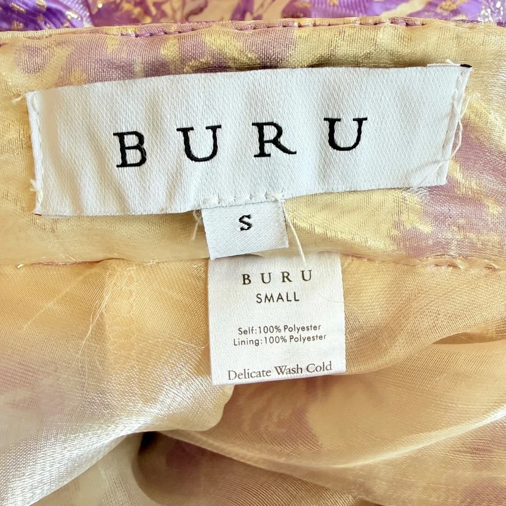 Buru Teagan Lavender Ruffle Tiered Brocade Midi Statement Dopamine Skirt Size S - Picture 8 of 15